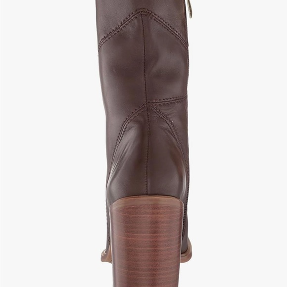 EUC Franco Sarto heeled boots brown leather square toe - Picture 5 of 12